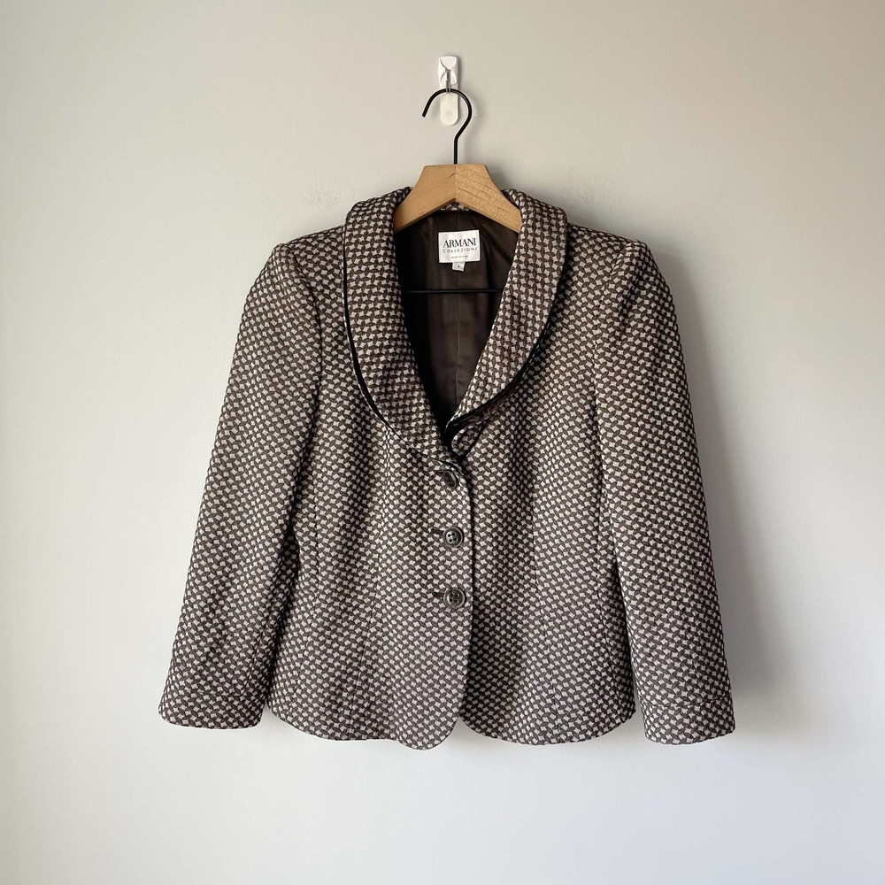 Armani Collezioni Women's Brown Abstract Wool Blend Blazer Antinea SRL Size 4